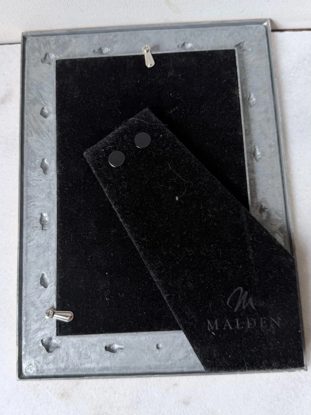 White metal decorative picture frame with gold accents